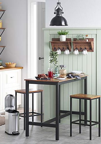 VASAGLE barbord med 2 barstole - rustik brun spnplade og sort stl