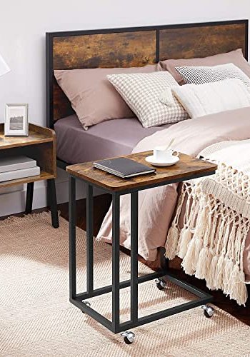 VASAGLE sidebord, m. hjul - rustik brun spnplade og sort stl (50x35)