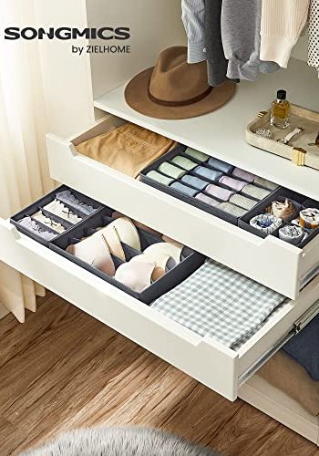 SONGMICS boks til kldeskab, til undertj, sokker, slips, trklder, foldbar - gr stof (st med 8)