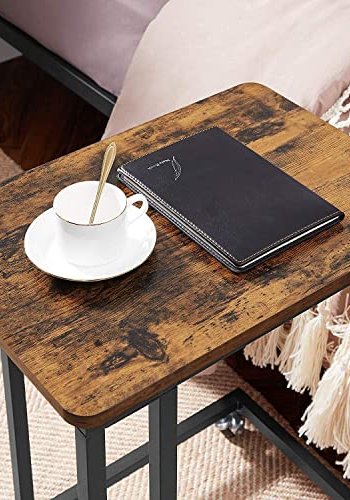 VASAGLE sidebord, m. hjul - rustik brun spnplade og sort stl (50x35)