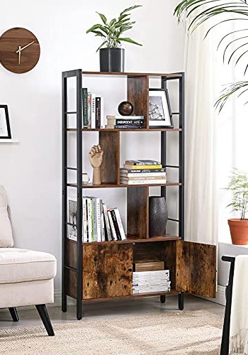 VASAGLE bogreol, m. 2 lger og 4 hylder - rustik brun spnplade og sort stl