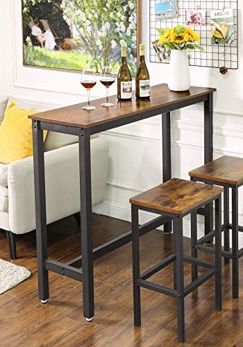 VASAGLE smalt barbord, rektangulr - rustik brun spnplade og sort stl (120x40)                