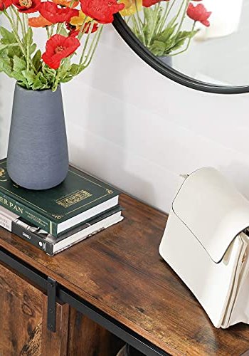 VASAGLE sknk, m. 1 skydelge og 2 justerbare hylder - rustik brun spnplade og sort stl