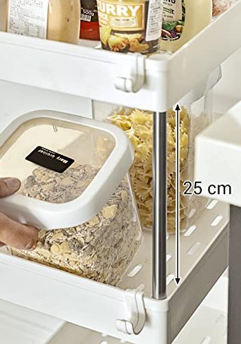 SONGMICS opbevaringsvogn, m. 4 hylder og hjul - hvid polypropylen og metal