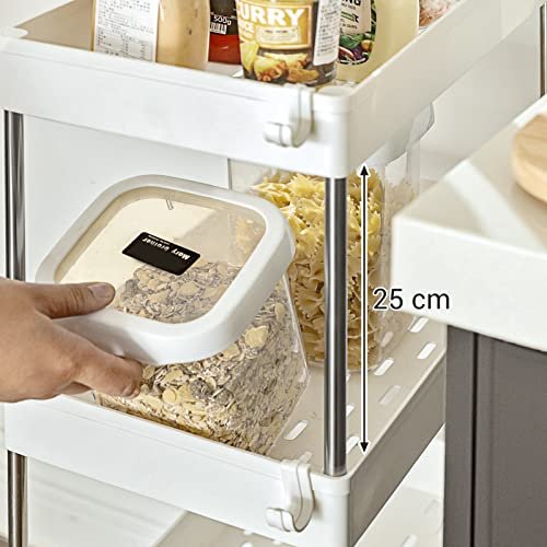 SONGMICS opbevaringsvogn, m. 4 hylder og hjul - hvid polypropylen og metal