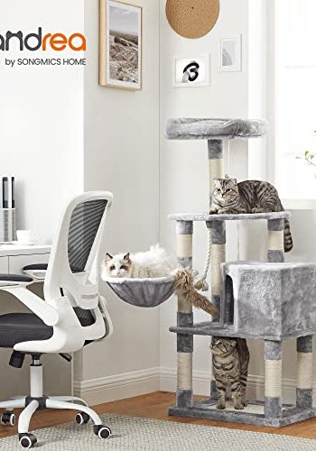 FEANDREA kradsetr, 4 niveauer, 1 platform, 1 hule, 1 pompon, 1 kurv - lysegr plys