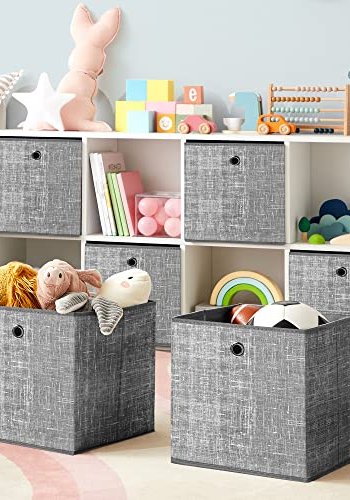 SONGMICS opbevaringsboks, foldbar - gr stof og pap (st med 6)