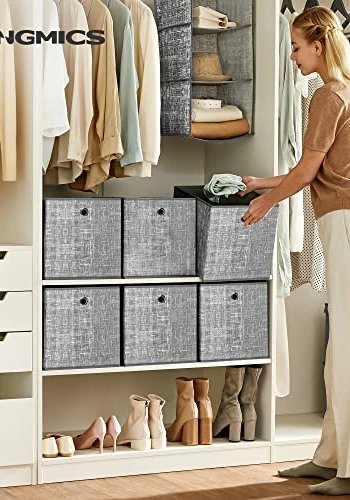 SONGMICS opbevaringsboks, foldbar - gr stof og pap (st med 6)