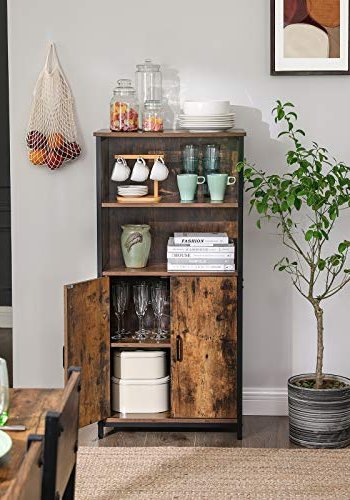 VASAGLE skab, m. 2 lger og 2 hylder - rustik brun spnplade og sort stl