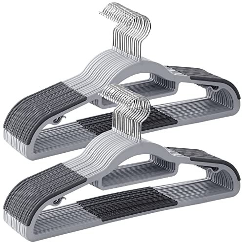 SONGMICS tjbjler, skridsikre, slv 360° drejekrog - lysegr og mrkegr plastik (st med 30)