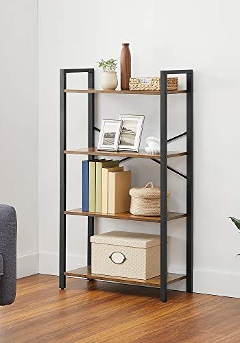 VASAGLE bogreol, m. 4 hylder - rustik brun spnplade og sort stl