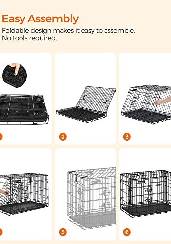 FEANDREA hundekasse, foldbar, m. hndtag og 2 lger - sort jern