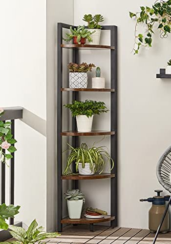 VASAGLE hjrnereol, m. 5 hylder - brun spnplade og sort stl