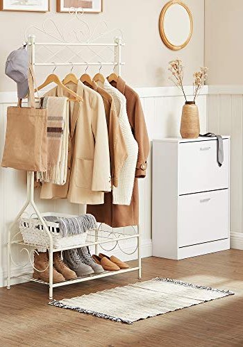 SONGMICS vintage tjstativ, m. 2 hylder - creme jern