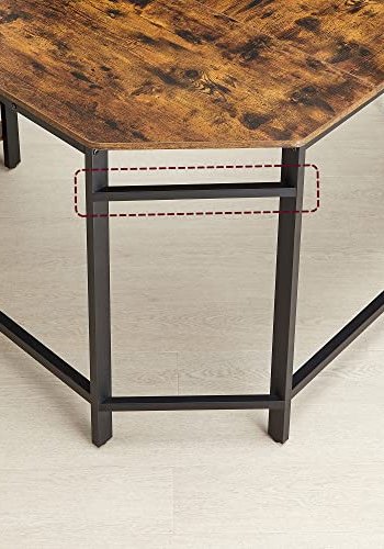 VASAGLE hjrneskrivebord, m. 2 hylder - rustik brun spnplade og sort stl (138x138)