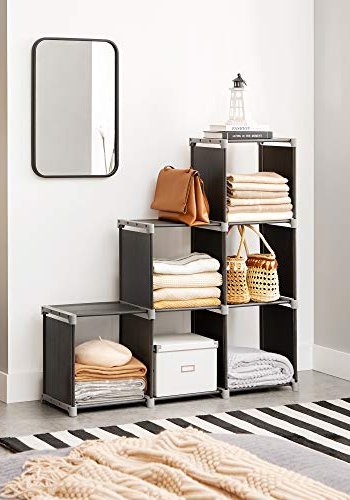 SONGMICS Cube bogreol, m. 6 rum - sort stof og stl