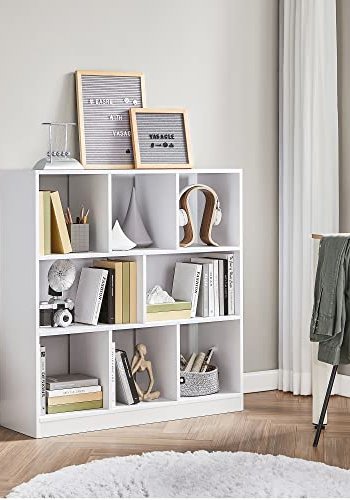 VASAGLE bogreol, m. 8 rum - hvid spnplade