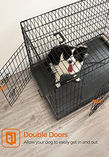 FEANDREA hundekasse, foldbar, m. hndtag og 2 lger - sort jern