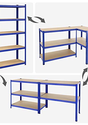 SONGMICS reol til redskabsrum, m. 5 hylder - natur MDF og bl stl