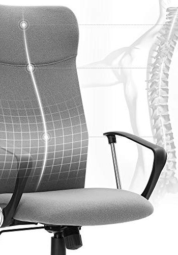 SONGMICS kontorstol, m. armln og vippefunktion, hjdejusterbar - gr polyester og stl