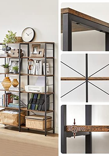VASAGLE bogreol, m. 5 hylder - rustik brun spnplade og sort stl