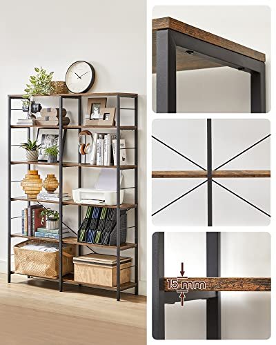 VASAGLE bogreol, m. 5 hylder - rustik brun spnplade og sort stl