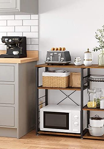 VASAGLE kkkenreol, m. 6 kroge, trdkurv og 5 hylder - rustik brun spnplade og sort stl