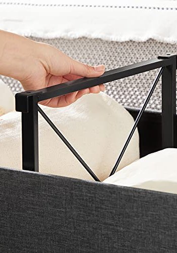 SONGMICS bnk, sammenklappelig, m. klaplg - mrkegr imiteret linned (110x38)