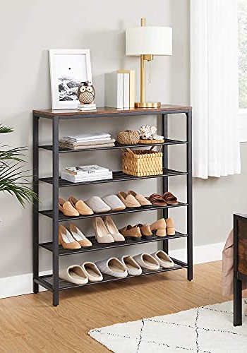 VASAGLE skohylde, m. 5 hylder - rustik brun spnplade og sort stl