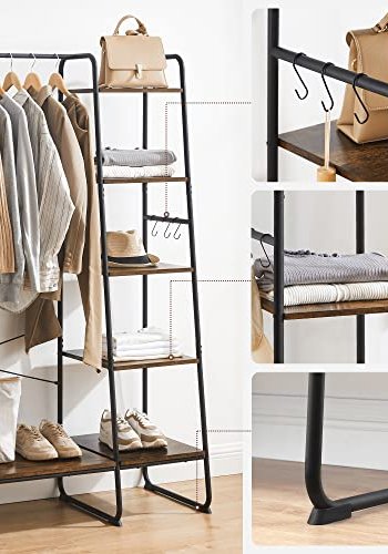 VASAGLE tjstativ, m. 6 S-kroge og 5 hylder - rustik brun spnplade og sort stl