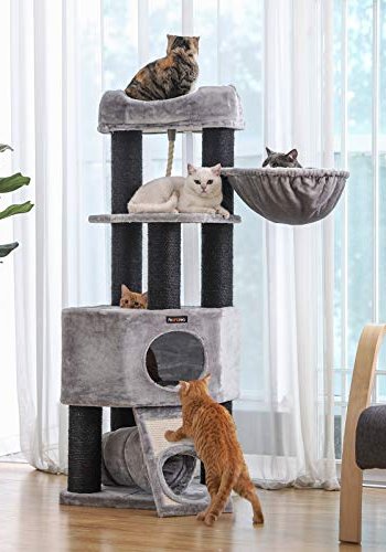 FEANDREA kradsetr, 4 niveauer, 1 liggestol, 1 hule, 1 kurv - lysegr plys