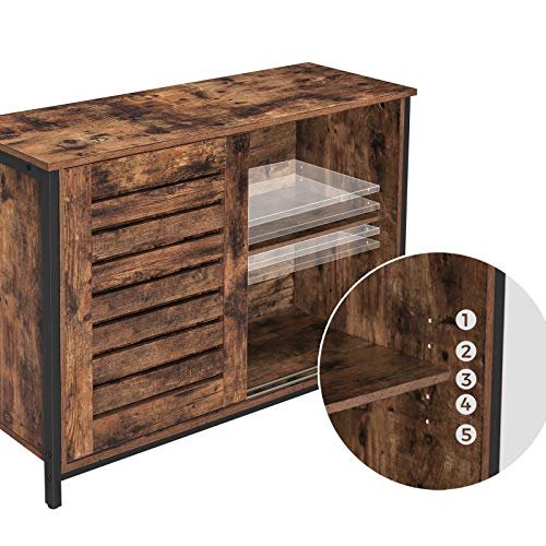 VASAGLE sknk, m. 2 lamellger og 2 hylder - rustik brun spnplade og sort stl