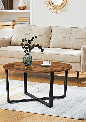 VASAGLE sofabord, rund - brun spnplade og sort stl (88)