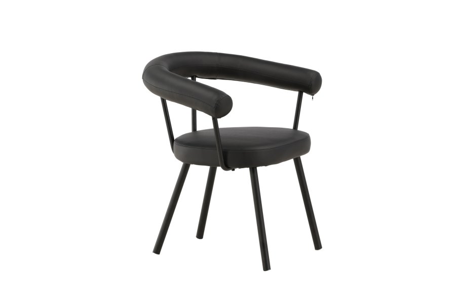 VIND COLLECTION Västers x Josefin Lustig spisebordsstol, m. armln - sort PU og sort stl