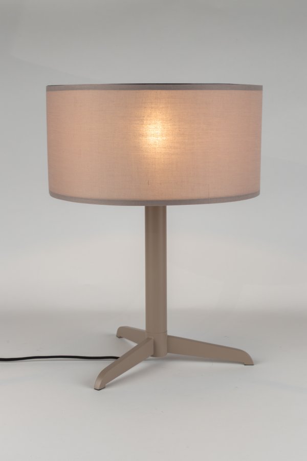 ZUIVER Shelby bordlampe - taupe bomuld/linned og jern