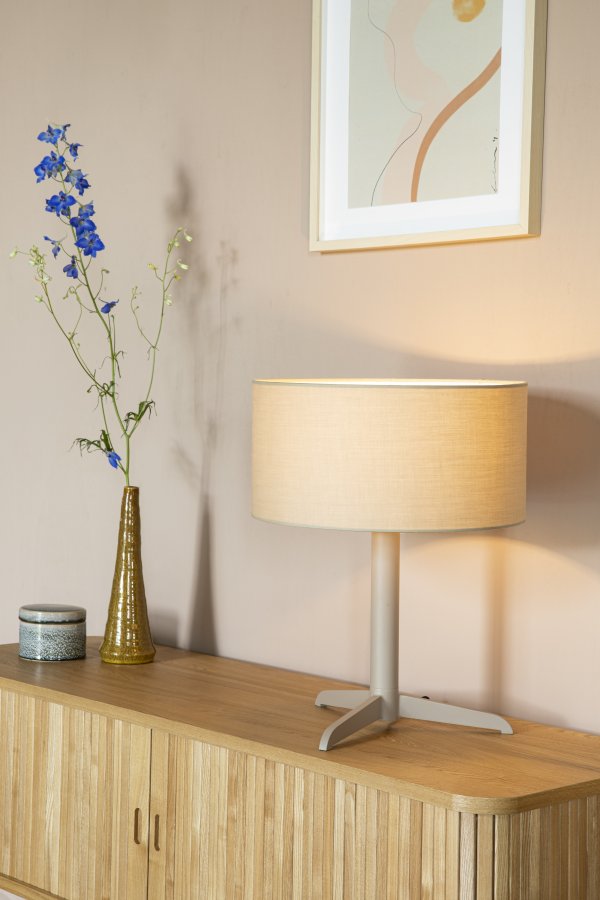 ZUIVER Shelby bordlampe - taupe bomuld/linned og jern