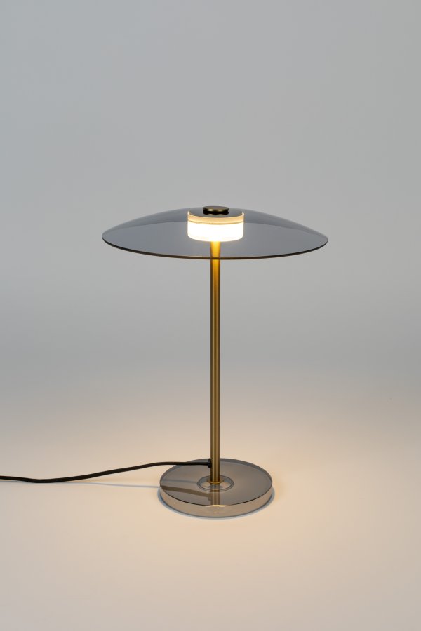ZUIVER Float bordlampe - glas og guld jern