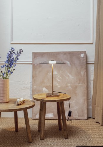 ZUIVER Float bordlampe - glas og guld jern