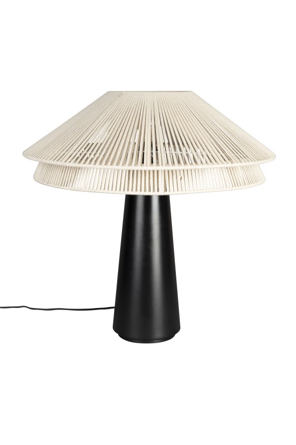 DUTCHBONE Elon bordlampe - beige reb og sort metal