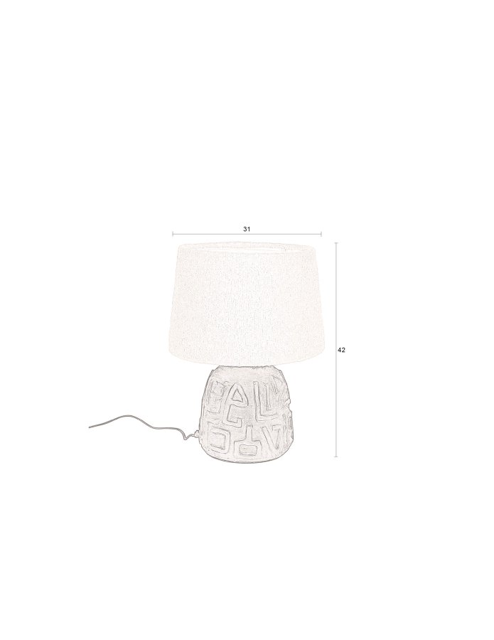 DUTCHBONE Renzo bordlampe - hvid bouclé stof og sort terracotta