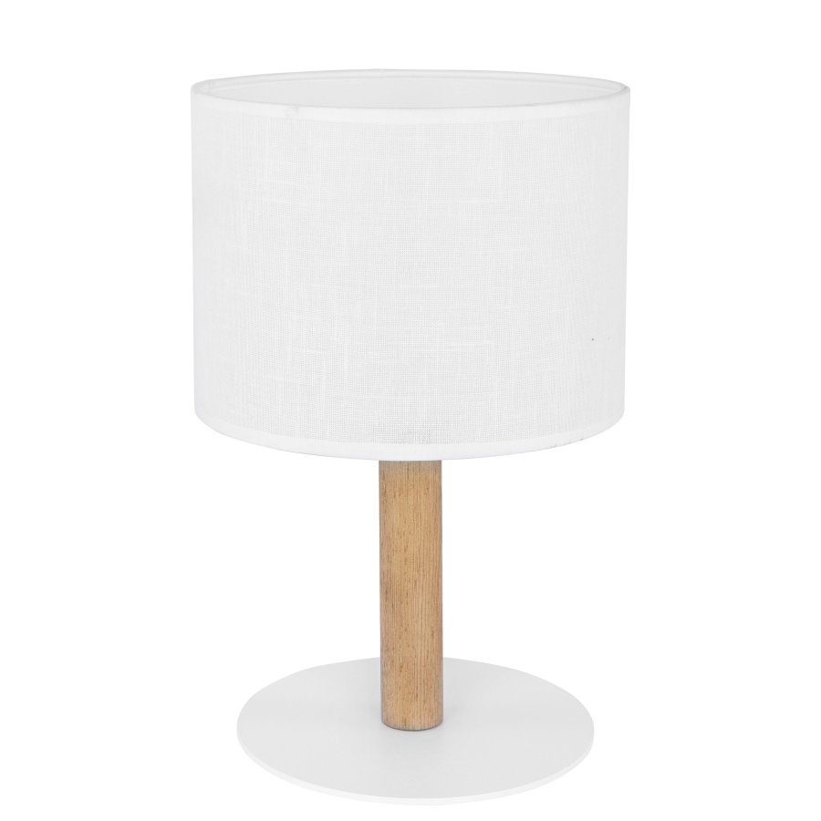  TK Deva bordlampe - hvid stof/fyrretr og hvid stl