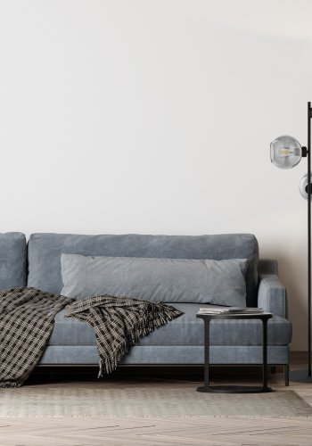 TK Cubus gulvlampe, m. 3 skrme - grafit glas og sort metal