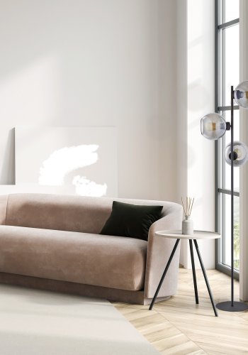 TK Cubus gulvlampe, m. 3 skrme - grafit glas og sort metal