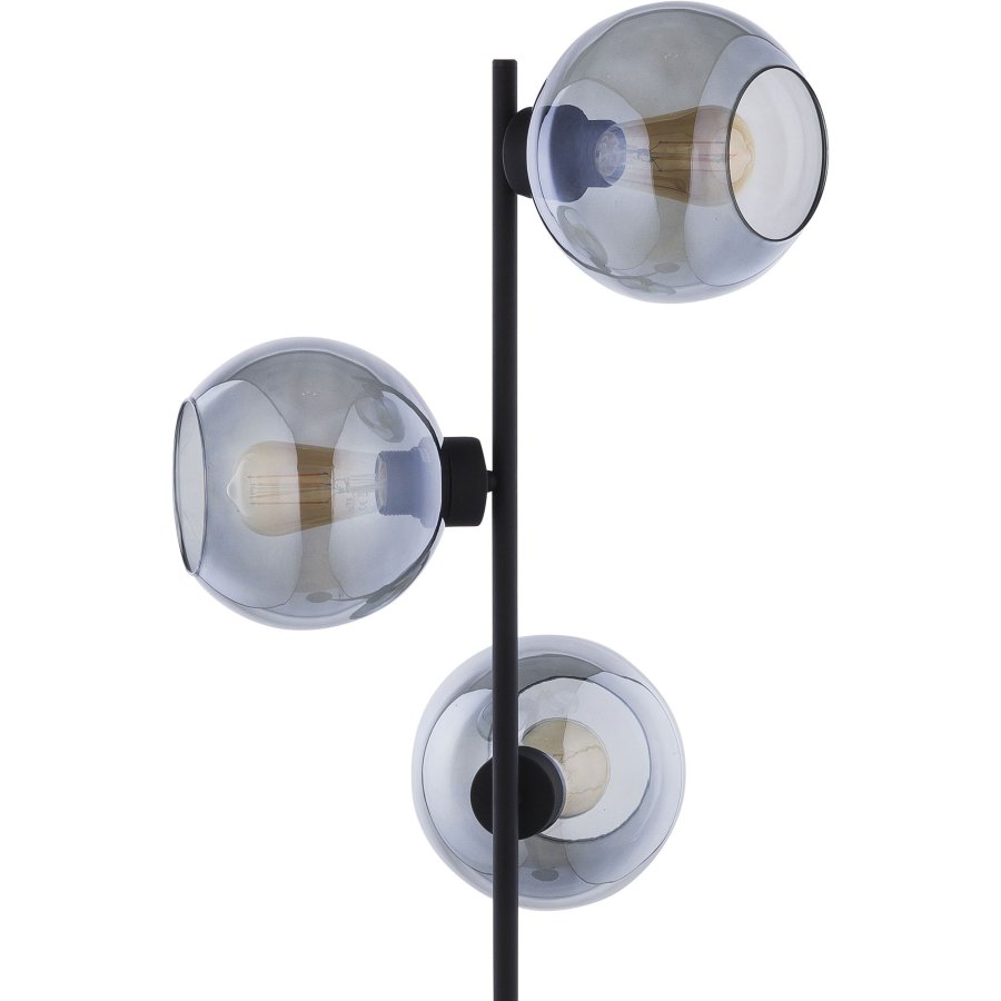 TK Cubus gulvlampe, m. 3 skrme - grafit glas og sort metal