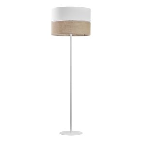 TK Linobianco gulvlampe - brun jute, hvid stof og hvid metal 
