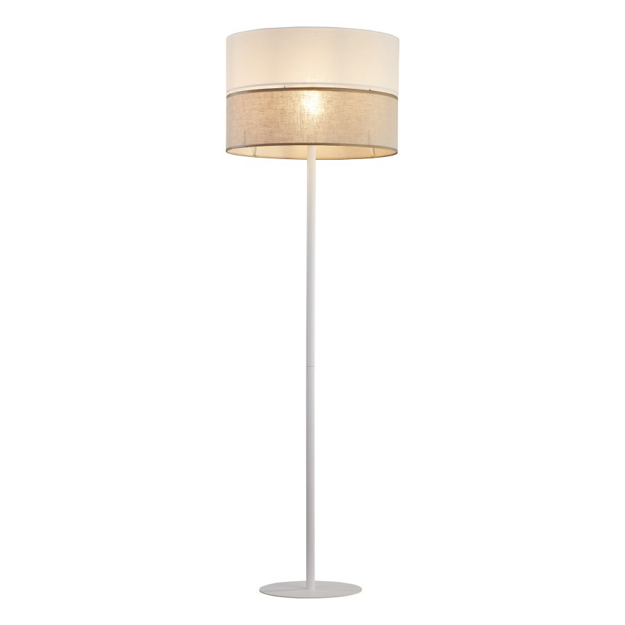 TK Linobianco gulvlampe - brun jute, hvid stof og hvid metal 