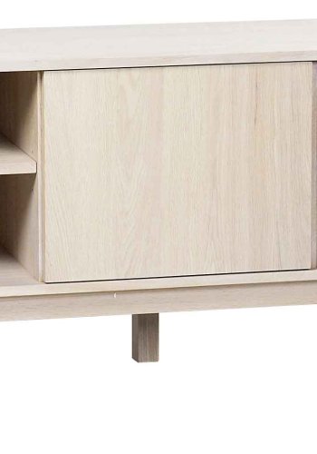 ROWICO Yumi TV-bord - hvidpigmenteret egetr, 2 skuffer, 1 hylde, 1 lge 