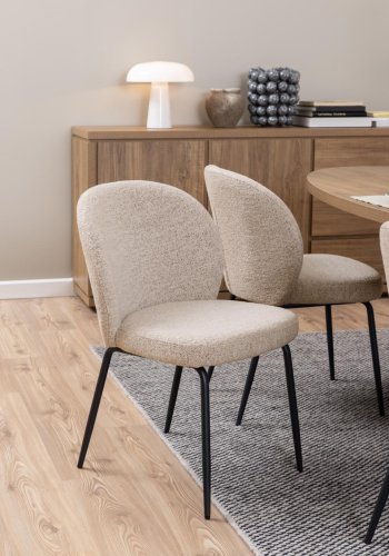 ACT NORDIC Patricia spisebordsstol - beige stof og sort stl