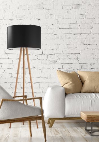 TK Tokyo gulvlampe - sort stof og natur fyrretr