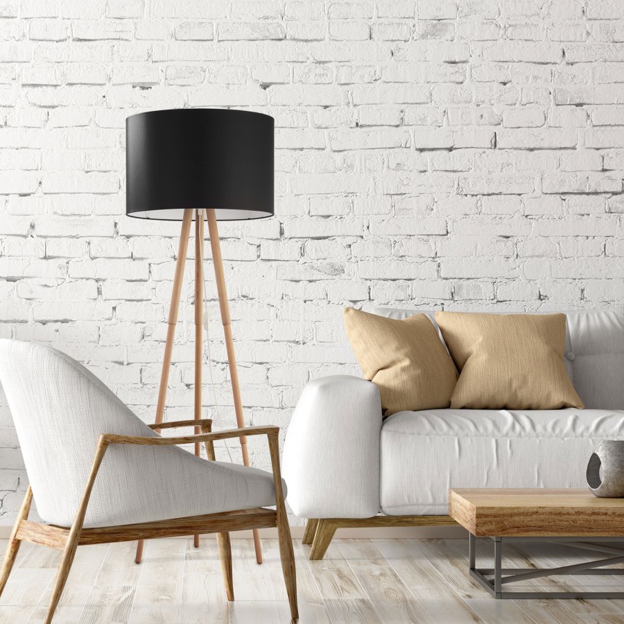 TK Tokyo gulvlampe - sort stof og natur fyrretr